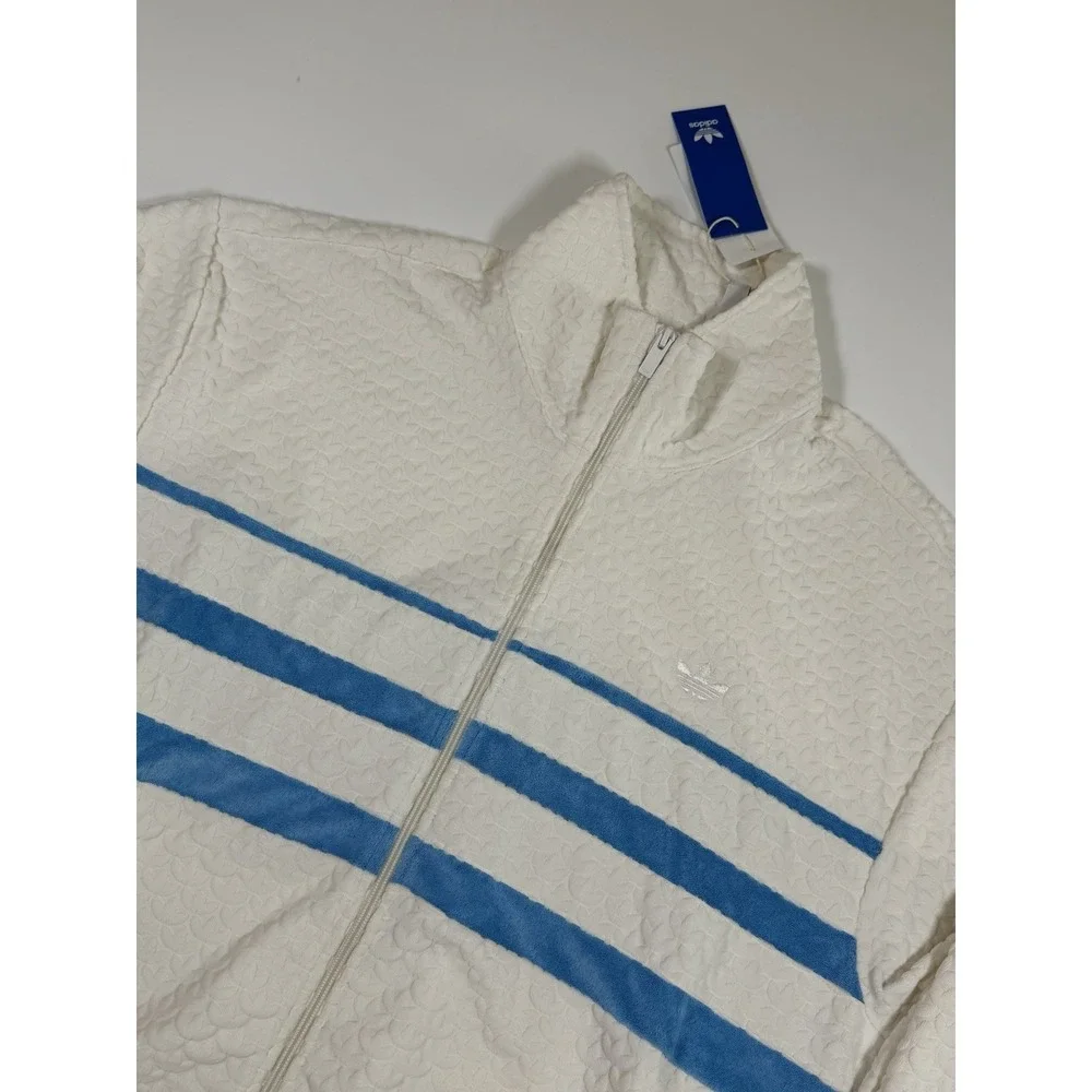 adidas Originals Q12 Monogram T Track Jacket Cloud White Blue Full-Zip Men's XL